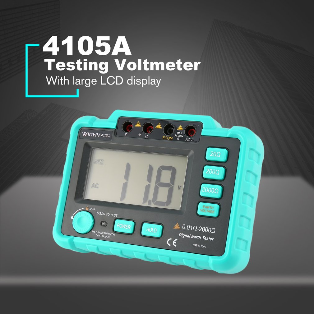 High Sensitive Digital Earth Ground Insulation Resistance Meter Testing Voltmeter Megohmmeter 20/200/2000Ohm