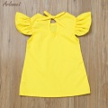 Baby Girls Clothes Summer Baby Dress Fly Sleeve Newborn Infant Dresses Solid Color Bow Dress Kids Girl Clothes 27