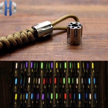 Titanium Alloy Knife Beads Paracord Can Fits Six Tritium Gas Tube Knife Lanyard Rope Outdoor Gadget EDC Multi Tools Zipper Head