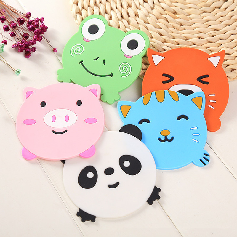Kawayii Cartoon Coasters for Hot Mike Coffee Silicone Cup Mat Placemat Drink coaster Individual Kitchen Stuff Table Pad holder