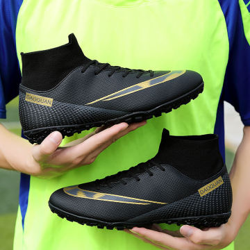 Men Football Boots Outdoor Breathable TF Long Spikes Soccer Shoes High Top Men Trainer Sports Sneakers Shoes Turf Futsal