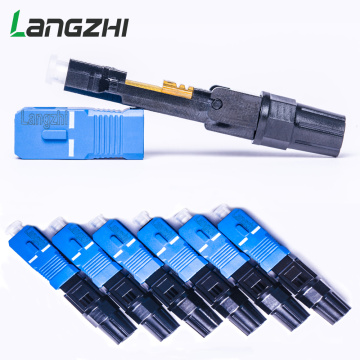 SC UPC Fiber Optic Fast Connector 100 SC FAST connector blue fibra FTTH single mode SC quick connector SC adapter Field Assembly