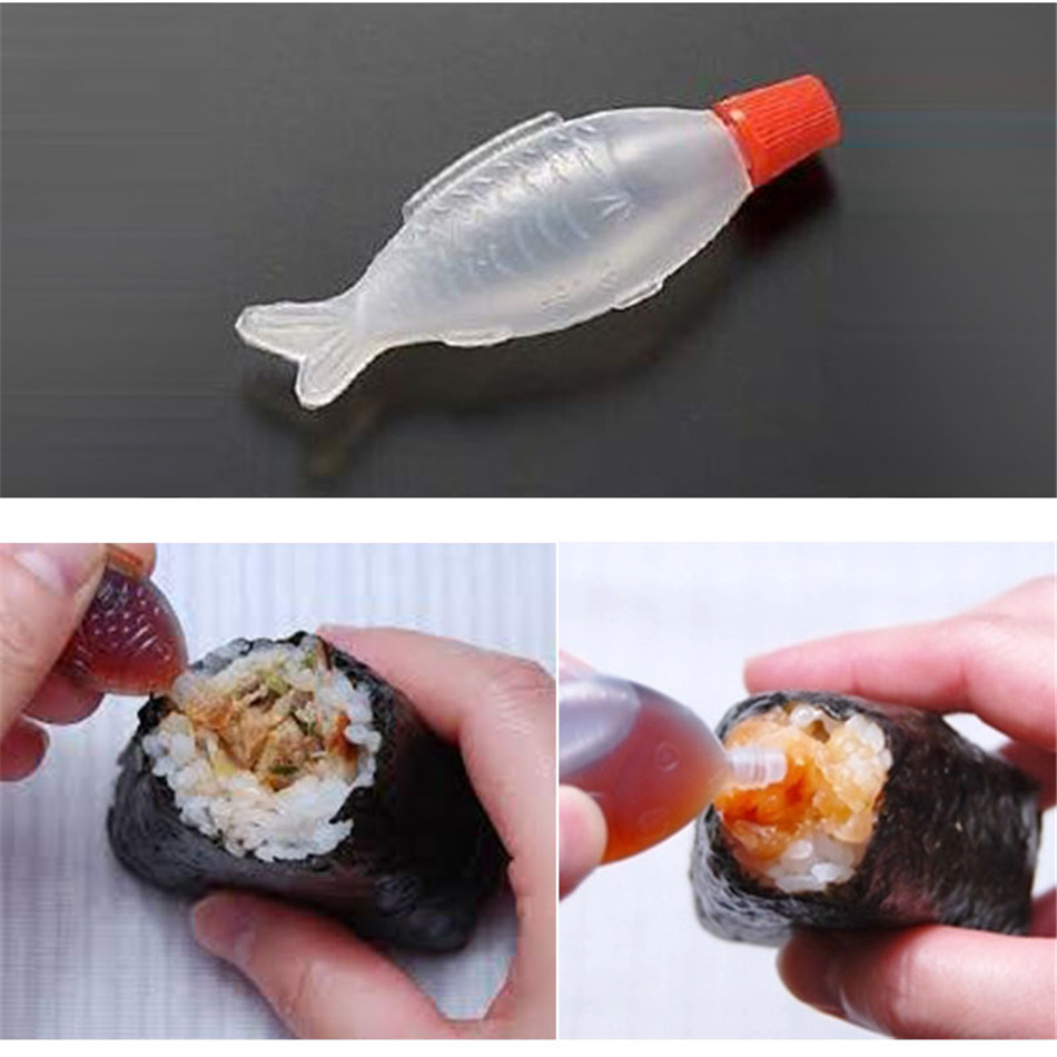 VOGVIGO 200Pcs 4ml Sushi Tools Fish-Shaped Soy Sauce Bottles Vinegar Bottles Disposable Sauce Bottles Rice Balls Sashimi Tools