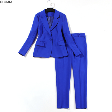Suit female 2019 spring new women's solid color self-cultivation professional blue suit jacket fashion pants interview set