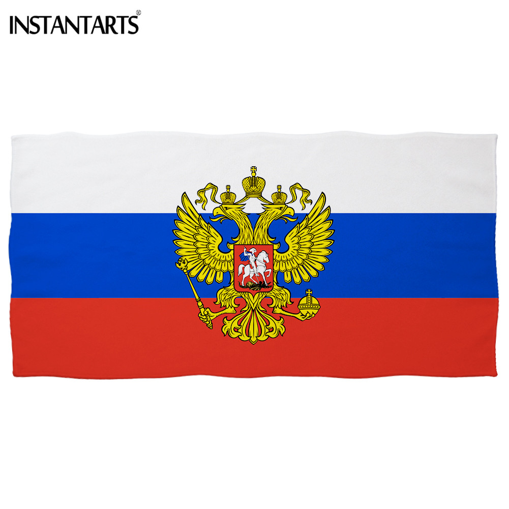 INSTANTARTS Microfiber Beach Towels Cotton Quick Drying Russian Flag National Map Sports Yoga Bath Adults Spa Fitness Towels