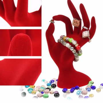 JAVRICK New Fashion Mannequin Ok Hand Finger Jewellery Glove Ring Bracelet Display Stand Holder Red/Black