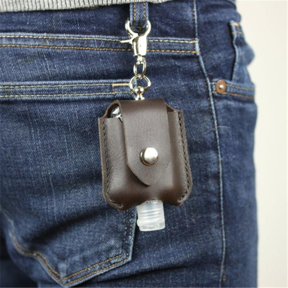 30ml Leak Proof Bottle & Leather Keychain Holder Refillable Empty Bottles For Hand Sanitizer Package with Leather Bag Keychain