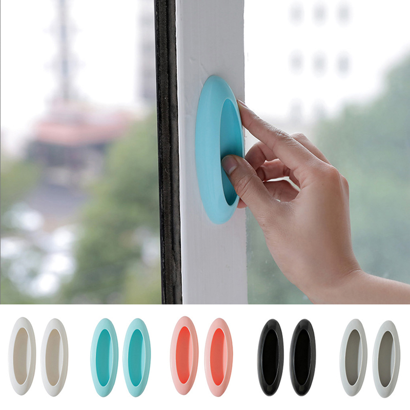 Door Handle 2pcs/lot Paste Open Sliding Door Handles for Interior Doors Window Cabinet Drawer Wardrobe Self-adhesive Handle