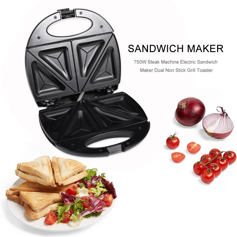 750W Household Mini Steak Machine Hamburger Fried Egg Electric Sandwich Maker Dual Non Stick Surface Grill Toaster
