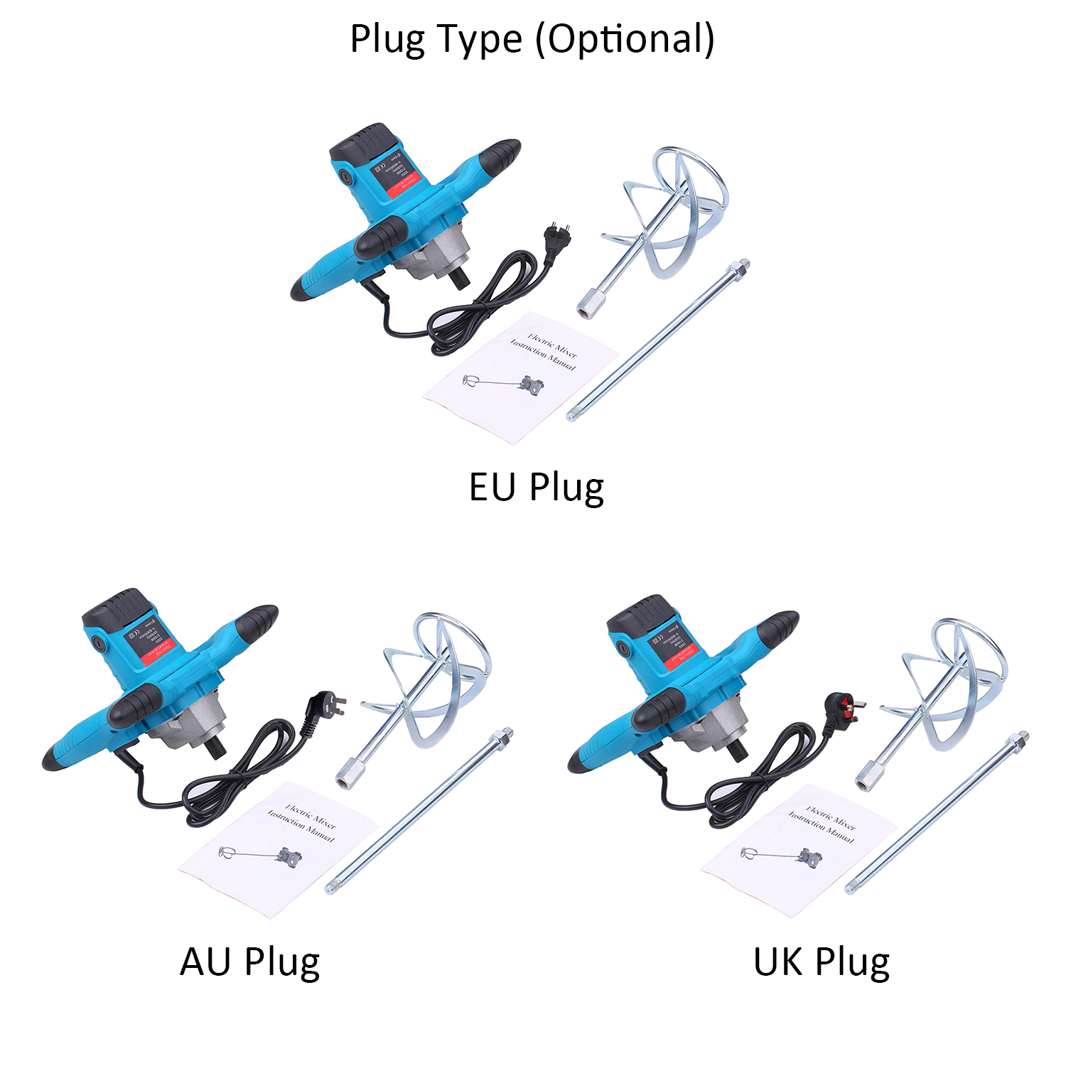 220V 2100W Electric Mixer Electric Cement Mixer Stirrer Hand Held Steering Wheel Concrete Mixer for Mortars Paint Mud Grout