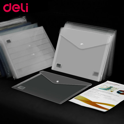 Deli 10-12pcs/set file transparent A4 plastic snap portfolio office stationery school and office supplies document bags