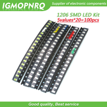 100pcs each 20pcs 1206 SMD LED light Package LED Package Red White Green Blue Yellow 1206 led light-emitting diode