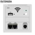 300M In Wall Wireless Access Point WiFi Amplifier Wall Socket Dual LAN RJ45 USB RJ11 Phone Ports 86 Panel WIFI hotel Inn Router