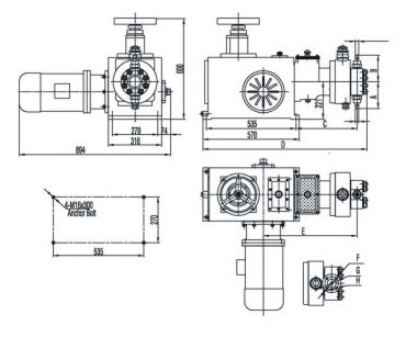 Hydraulic metering pump outline dimension