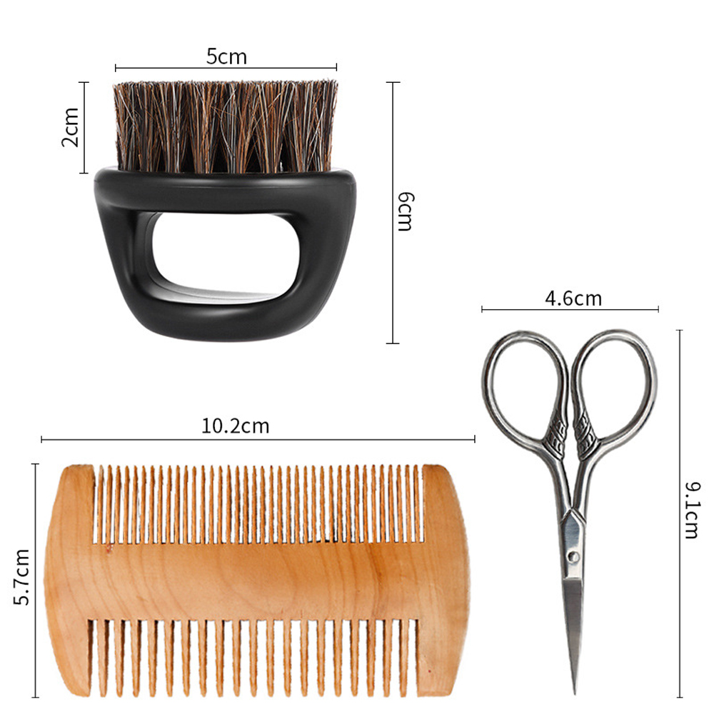 Men Beard 3Pcs/Set Grooming Kit Mustache & Beard Styling Tools Beard Brush Bead Comb Beard Scissors Beard Care Set Men Gift
