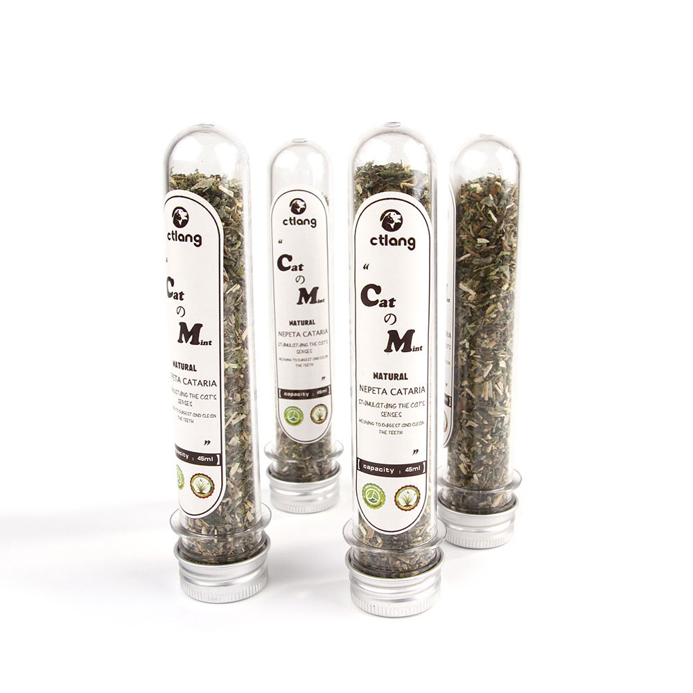 1Pcs Cat Mint Powder 45ml Test Tube Products Grass Dry Leaves Cats Dog Pet Scratching Snacks