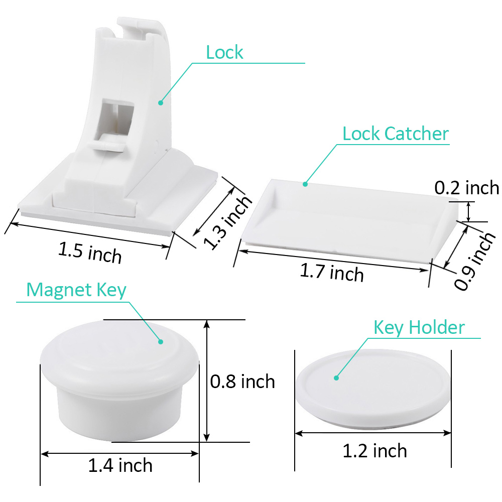 Child Protection Magnetic Lock Safety Baby Door Striker Magnet Locks Commonly Used Cabinet & Drawer Household Rooms 4Locks+1Key