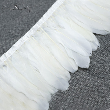 2M Dyed 13-18CM White Goose Feather Trims Real Geese Feather Ribbon Fringe Dress Skrit DIY Craft Sewing Material Feathers