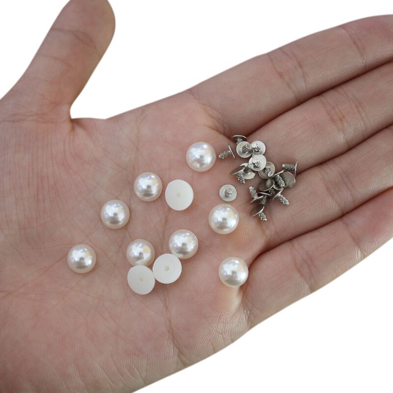 50/100 Sets Semicircle Imitation Pearl Rivets DIY Garment Leather Accessories Flat Back Spikes Wedding Decor Half Round Pearls