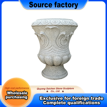 Floral Relief Carved Garden Stone Urns