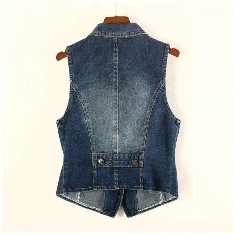 3XL Plus Size Slim Jean Vest For Women Denim Jacket New Fashion Beaded Button Sleeveless Waistcoat Female Summer Korean Cardigan