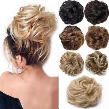 Elastic Chignon Hairpiece Messy Curly Bun Mix Gray Natural Chignon Synthetic Hair Extension Chic and Trendys Hair Accessories