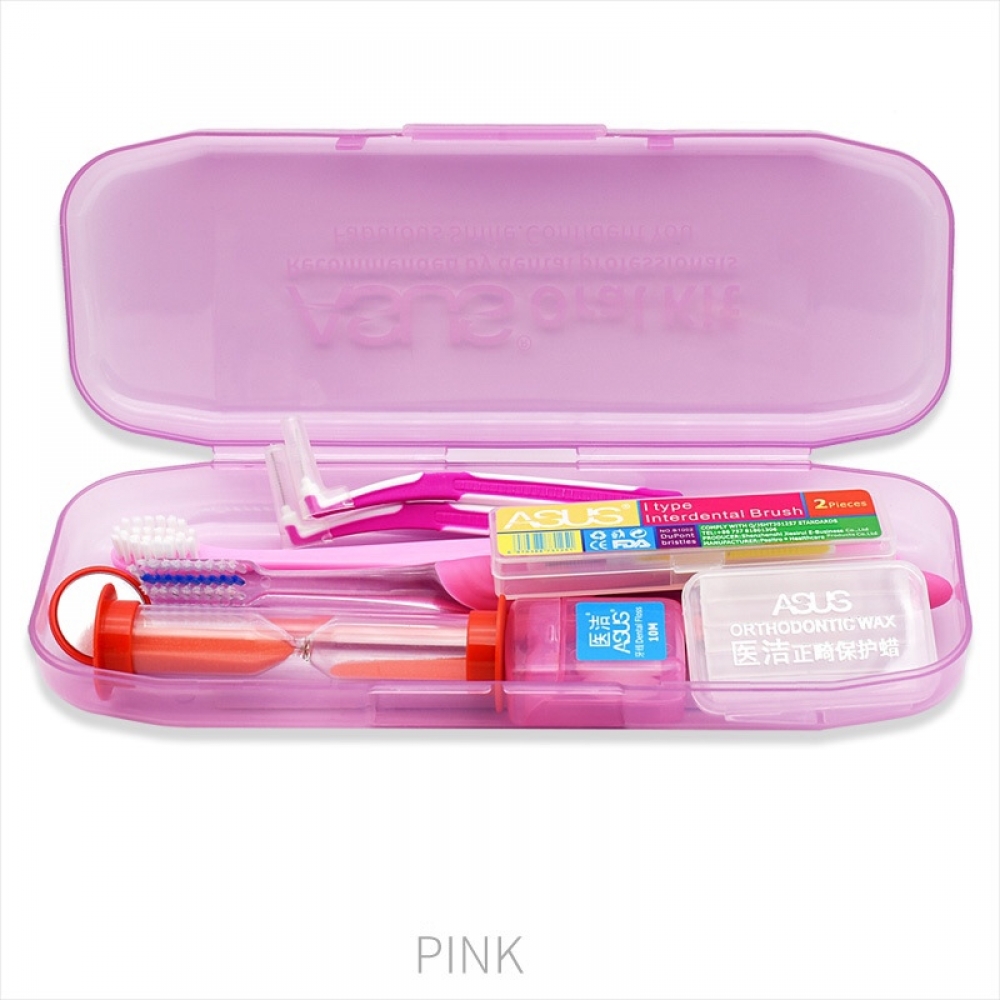 Portable Oral Clean Tool Orthodontic Oral Care Kit Tooth Brush Mouth Mirror Interdental Brush Dental Floss Orthodontic Clean Kit
