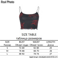 Rapwriter Streetwear Dragon Print Spaghetti Strap Summer Tank Top Women Backless Sleeveless Ruffles Camis Top Wrap Sexy Crop Top