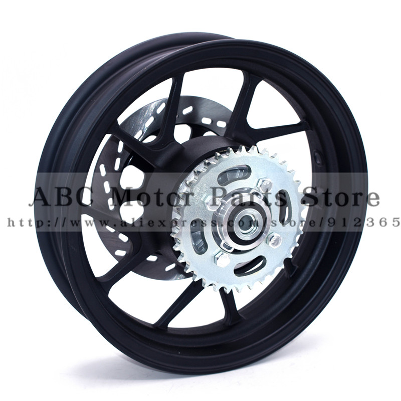 Motorcycle Rear Rims 12 inch With Sprocket #428-34 tooth and 200mm Brake Disc Plate Rotor 2.75-12inch Vacuum Wheel Rim