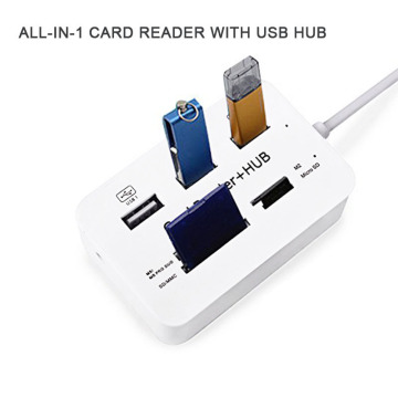 Portable All In One USB 2.0 Hub 3 Ports With USB Card Reader Hub 2.0 480Mbps Combo For MS/M2/SD/MMC/TF For PC Laptop Card Reader