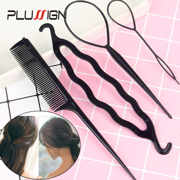 Fashion Ponytail Creator Plastic Loop Styling Tools Topsy Tail Hair Bun Maker Clip Hairstyles Styling Braid Accessories 4Pcs