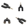 u type 3.5mm Stereo Audio Male to 2 Female Headset Mic TRRS Y Splitter Cable Adapter