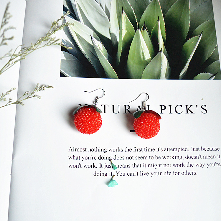 Korea Lovely Earrings for women Creative Fresh Fruit Durian Green Apple Red Jujube Peach Drop Earrings Funny Party Jewelry Gift