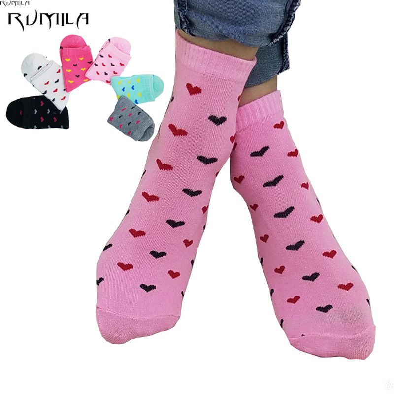 Warm comfortable cotton heart fiber girl women's socks ankle low female invisible color girl boy hosiery 1pair=2pcs WS49