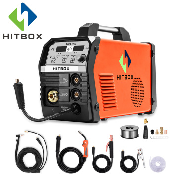 HITBOX MIG Welder Synergy Control MIG200 220V Gas MIG Welding Machine 200A Stainless And Carbon Steel Welding With Accessories