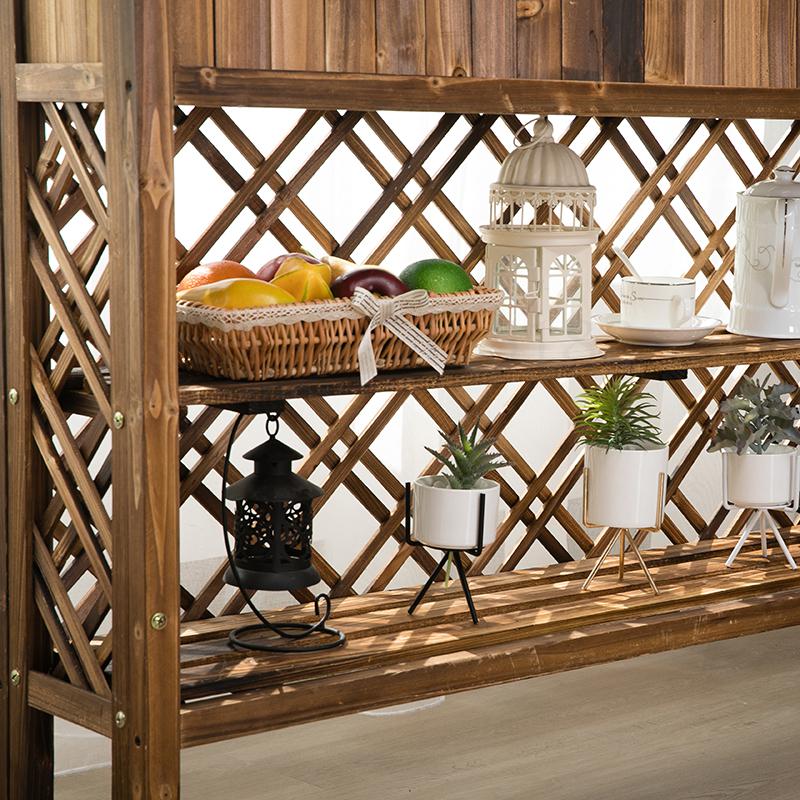 Indoor solid wood fence flower stand hotel restaurant rack outdoor anticorrosive wood indoor partition flower trough wooden