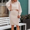 Women's Puff Sleeve 2Piece Knit Dresses