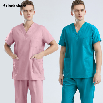 Short Sleeved nursing uniform scrubs sets Hospital Doctor nurse Scrubs Dental Clinic Beauty Workwear Cotton Nursing work Clothes