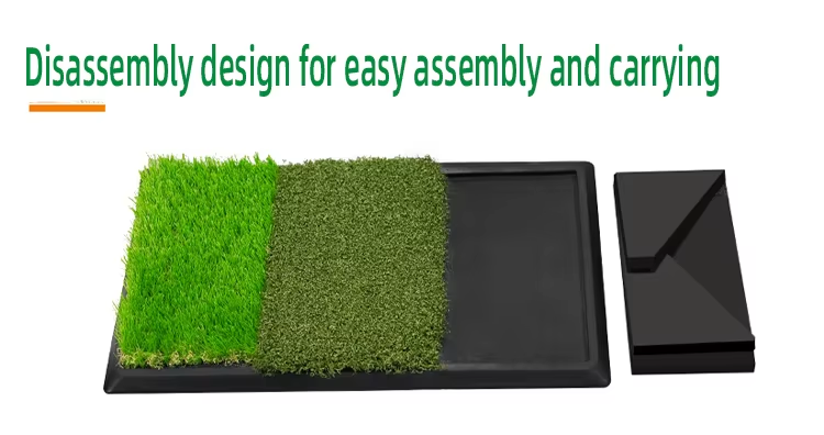 New Dual-Grass Rubber & Nylon Golf Practice Mat with Built-in Ball Dispenser5