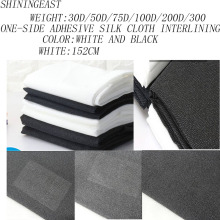 5mX152cm30D/50D/75D/100D/200D/300Dwhite black one-side adhesive silk cloth interlining for patchwork handmade diy accessorie2174