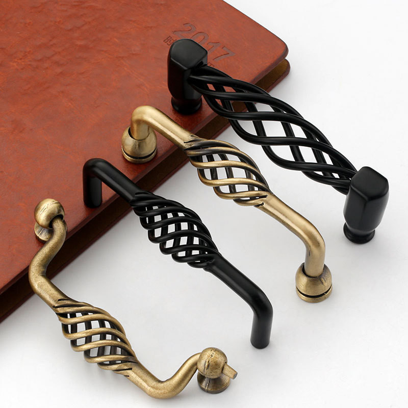 Bird Cage Furniture Handles Black Cabinet Knobs and Handles Kitchen Handle Cupboard Pulls Drawer Knobs Antique Bronze Handles