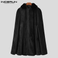 Winter Men Cloak Trench Vintage Button Fleece Velour Warm Coats Streetwear Chic Poncho Solid Color Mens Jackets S-5XL INCERUN