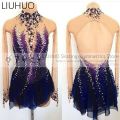 LIUHUO Figure Skating Dress Women Girls Spandex Purple Diamonds Ice Skating Roller ballroom Skating Ballet Dress