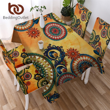 BeddingOutlet Kaleidoscope Tablecloth Bohemian Waterproof Table Cloth Ethnic Mandala Flowers Decorative Table Cover Washable