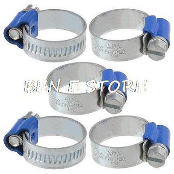 5 Pcs 13mm to 20mm Adjustable Metal Worm Drive Blue Band Hose Clamp