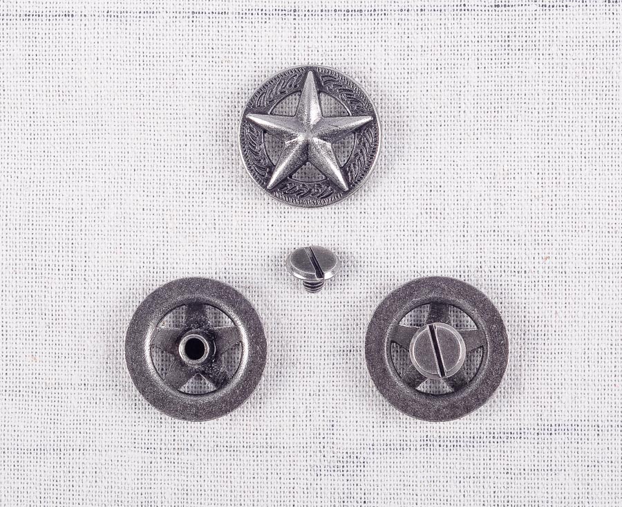 LOT 10PCS 25*25MM WESTERN AMERICA TEXAS RAISED STAR ANTIQUE SILVER LEATHERCRAFT CONCHOS FOR LEATHER TACK RIVETBACK