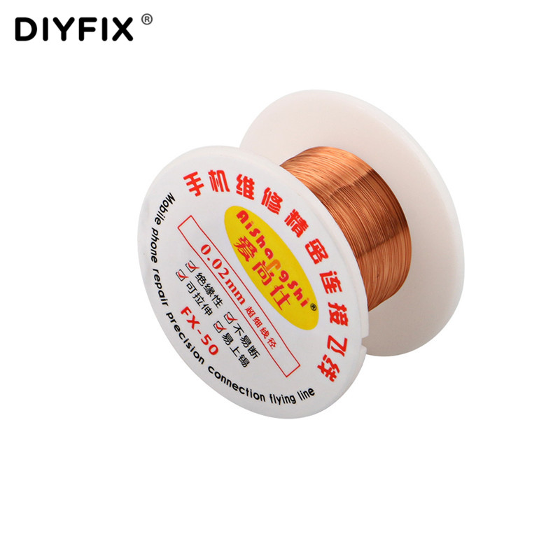 DIYFIX 1Pc 0.02mm 50m PCB Link Wire Soldering Wire Copper Jump Line for iPhone CellPhone Chip Welding Maintenance Repair Tools