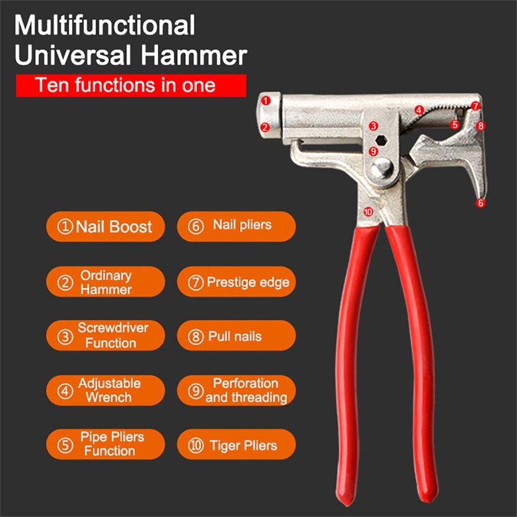 40# Multifunctional Universal Hammer One-piece Pliers Pipe Wrench Wrench Nail Multi-function Universal Fitter Carpentry Fitter