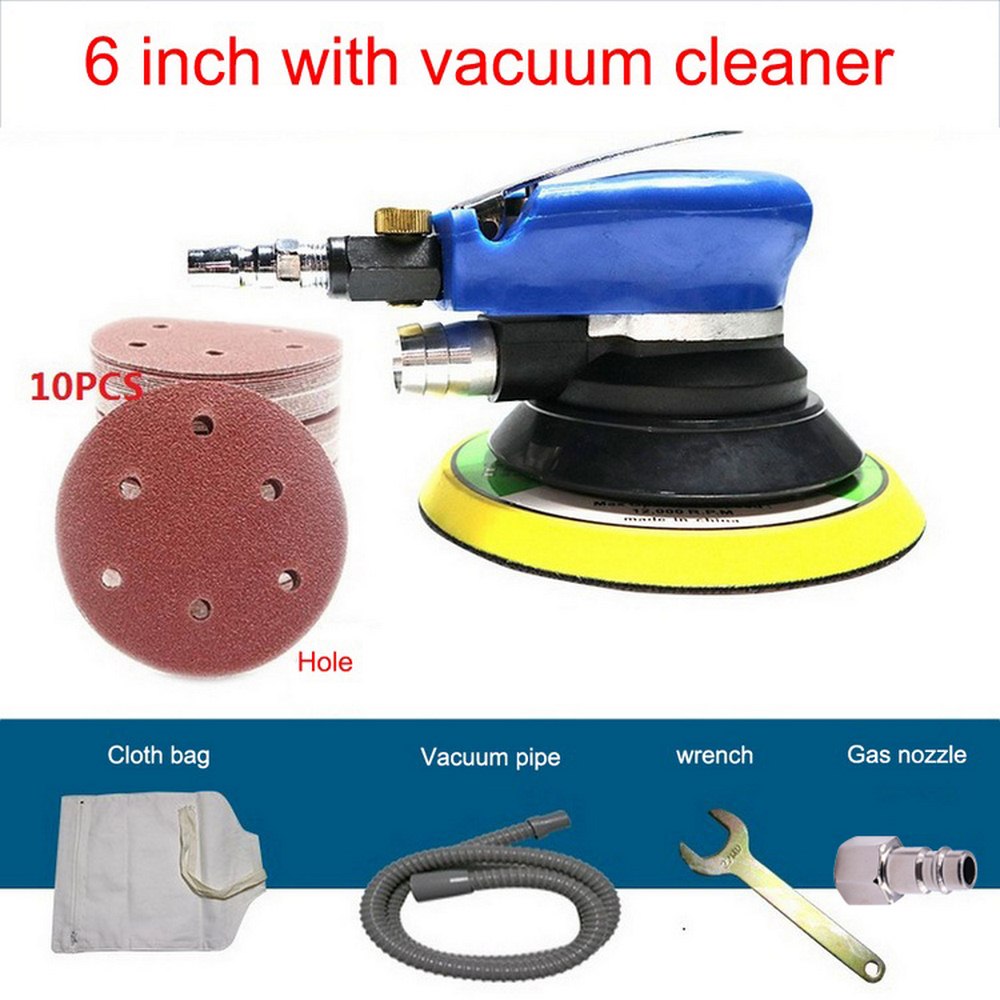6 Inches 10000RPM Dual Action Pneumatic Air Sander Car Paint Care Tool Polishing Machine Electric Woodworking Grinder Polisher