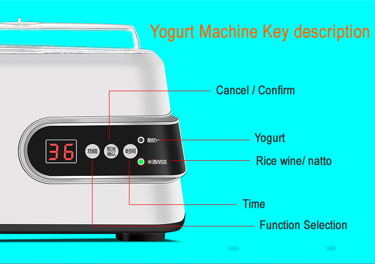 Stainless Steel Liner Yogurt Maker Multi-function Household Yogurt Machine 1300ml Capacity +5 glass cup